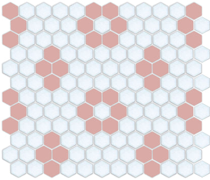Rose on Satin White Hexagion Pattern