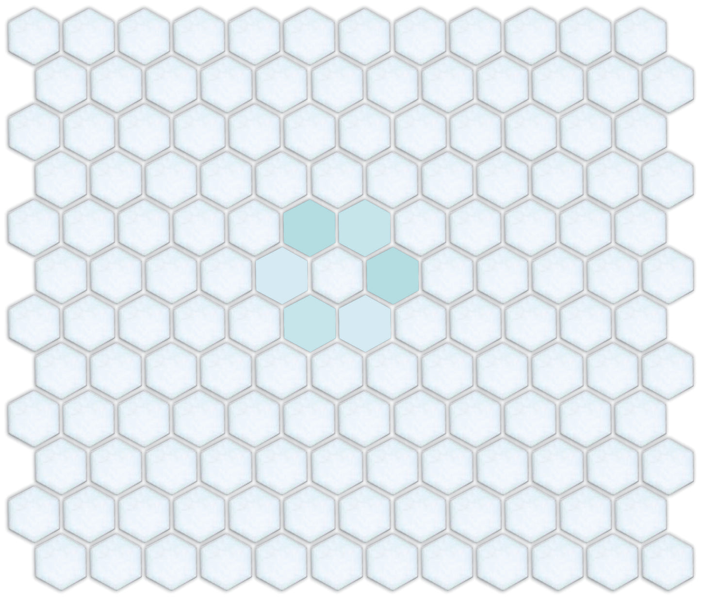 Glacier Blue on Satin White Retro Rosette Pattern 