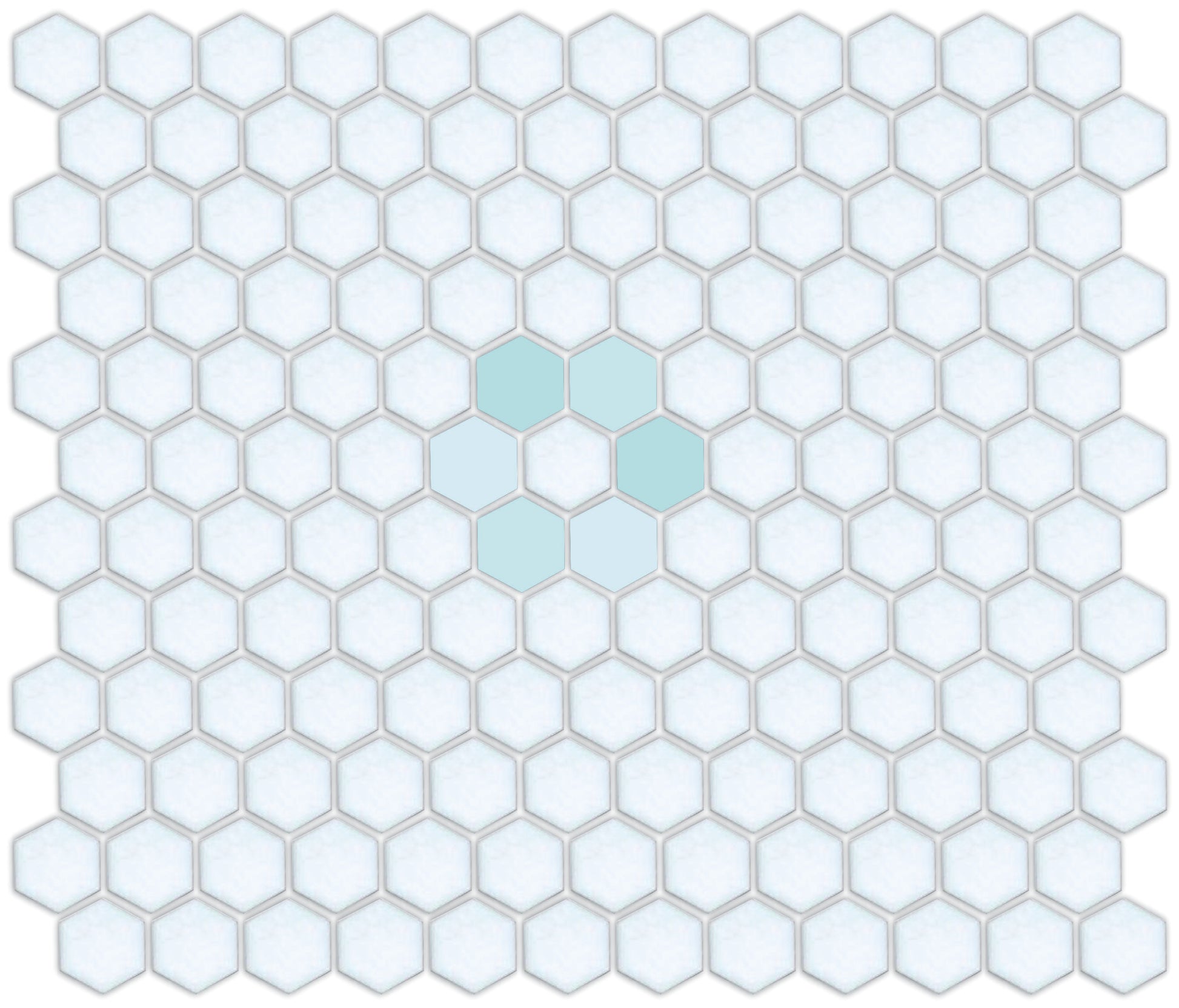 Glacier Blue on Satin White Retro Rosette Pattern 