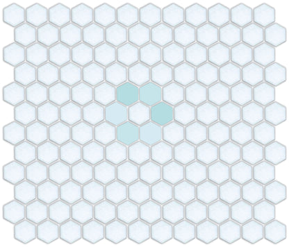 Glacier Blue on Satin White Retro Rosette Pattern 