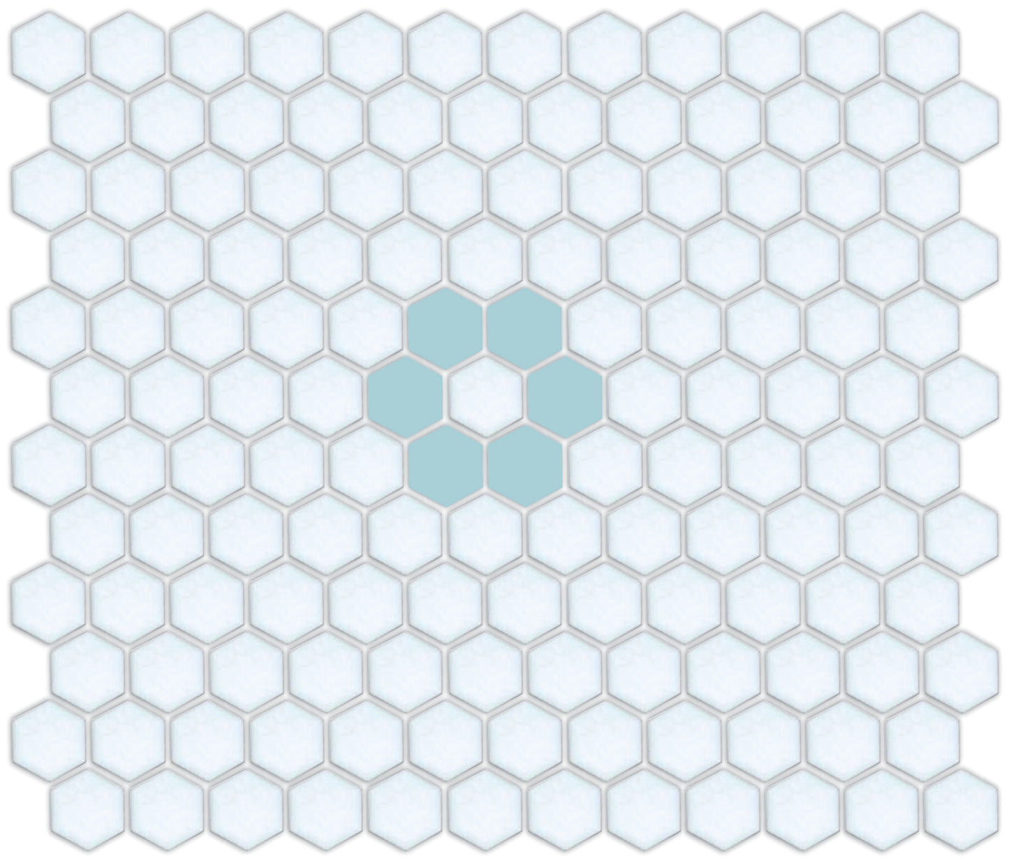 Glacier Blue on Satin White Retro Rosette Pattern