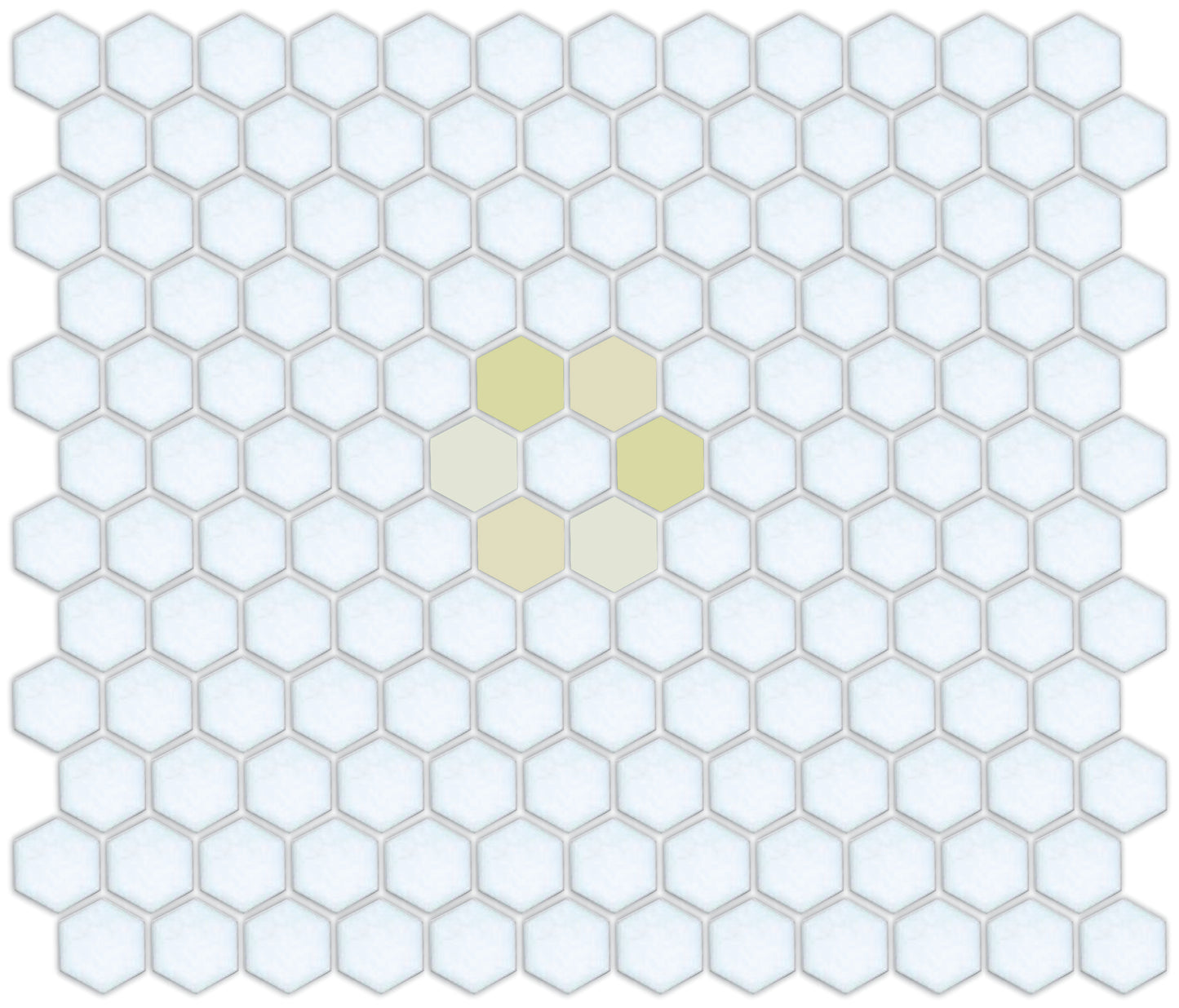 Whitish Yellow on Satin White Retro Rosetta Pattern