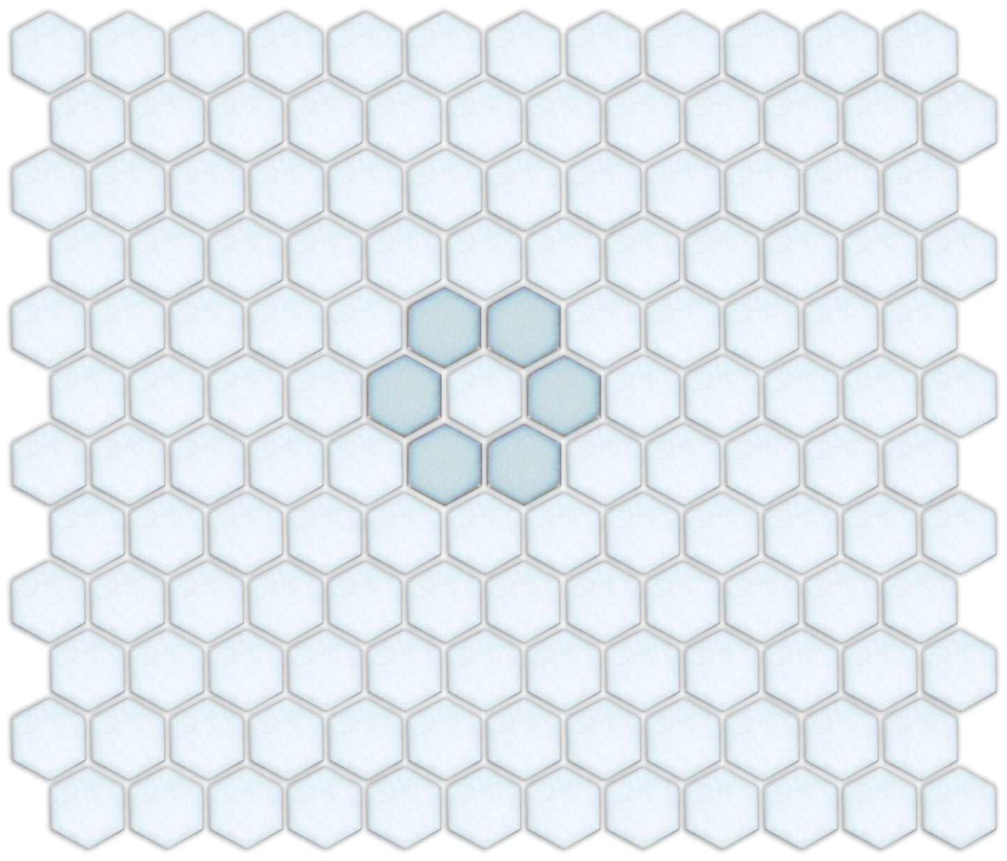 Sky Blue on Satin White Retro Rosetta Pattern