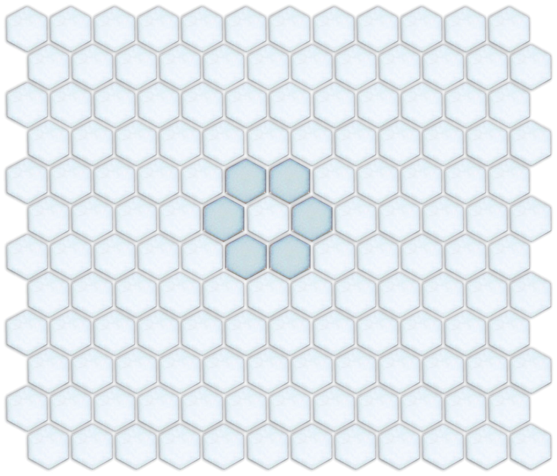 Sky Blue on Satin White Retro Rosetta Pattern