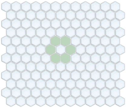 Pistachio Green on Satin White Retro Rosetta Pattern