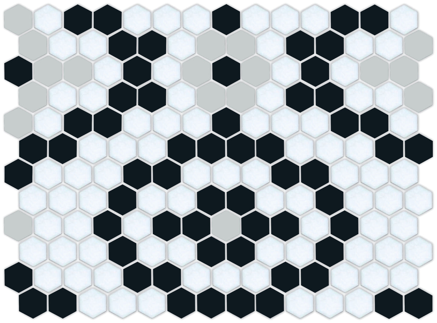 Vanoise hexagon mosaic decorative tile pattern - Noir option.
