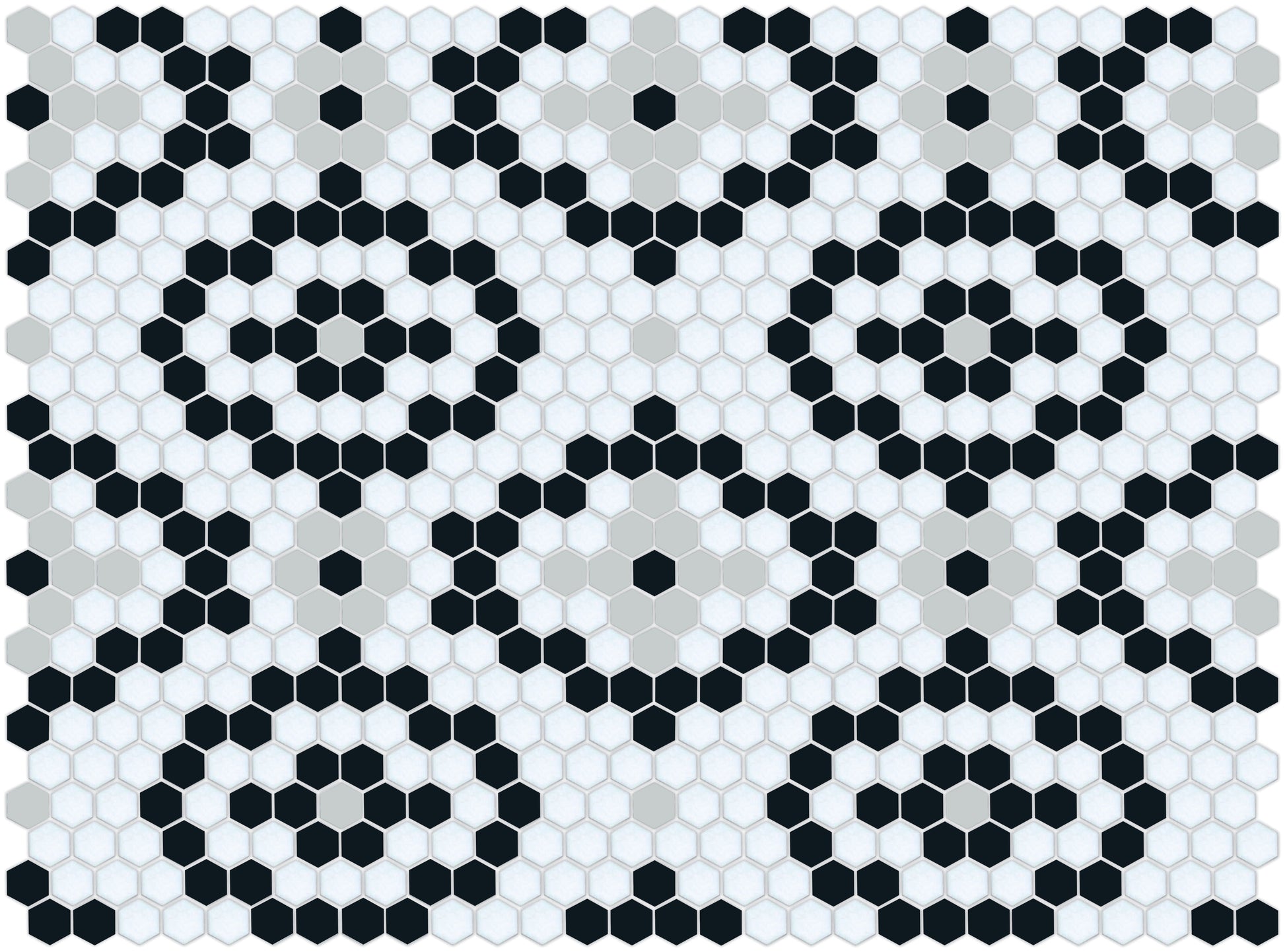 Vanoise hexagon mosaic decorative tile pattern - Noir option.