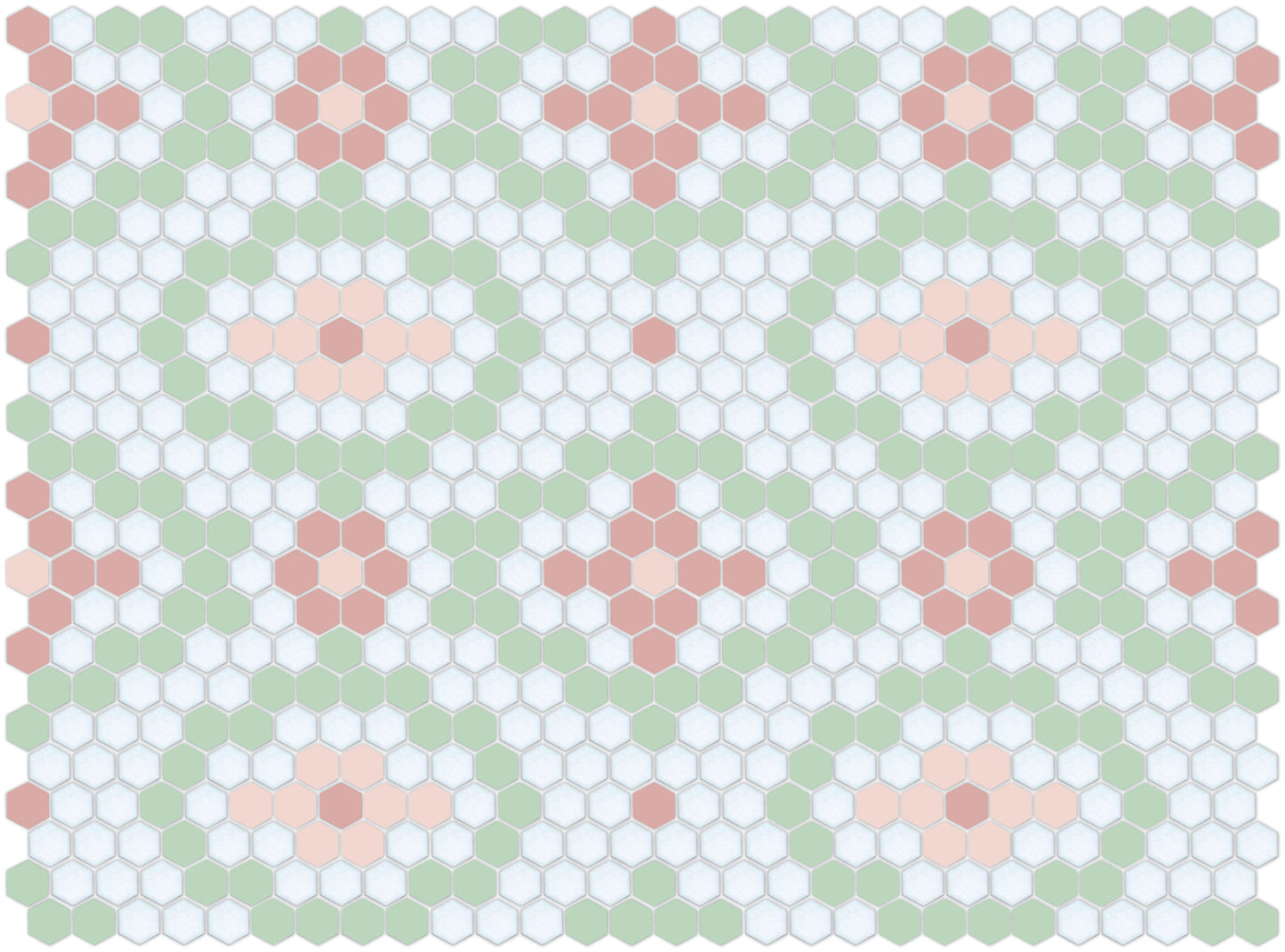 Vanoise hexagon mosaic decorative tile pattern - Sakura option.