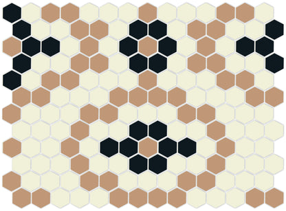 Vanoise hexagon mosaic decorative tile pattern - Gaia option.