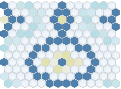 Vanoise hexagon mosaic decorative tile pattern - Riviere option.