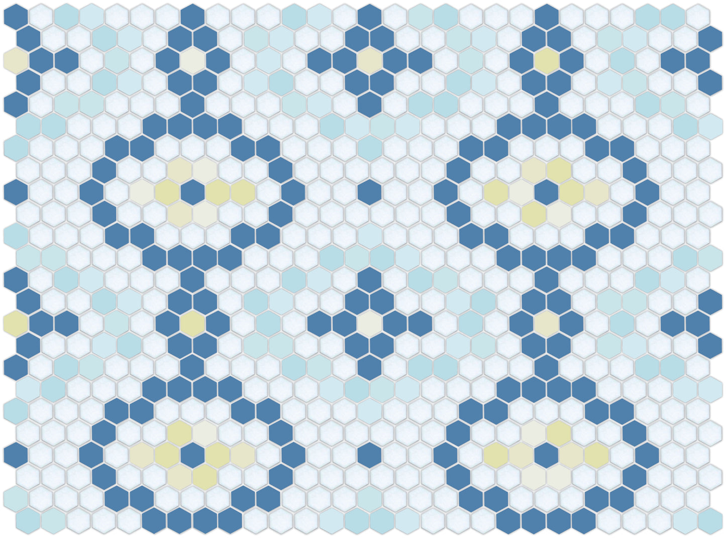 Vanoise hexagon mosaic decorative tile pattern - Riviere option.