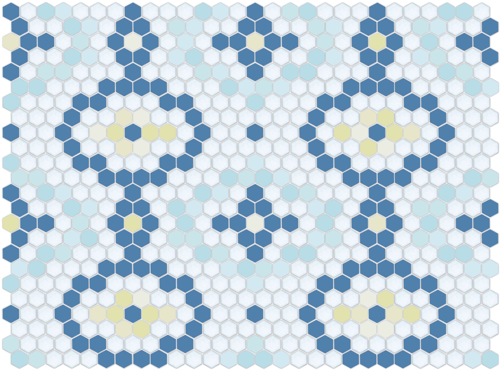 Vanoise hexagon mosaic decorative tile pattern - Riviere option.
