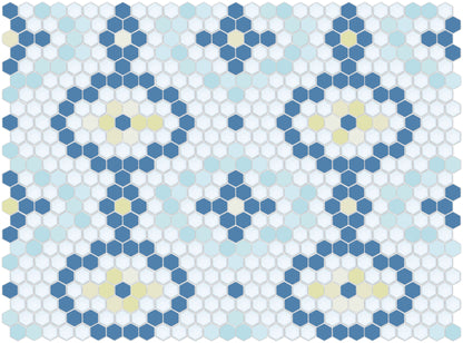 Vanoise hexagon mosaic decorative tile pattern - Riviere option.