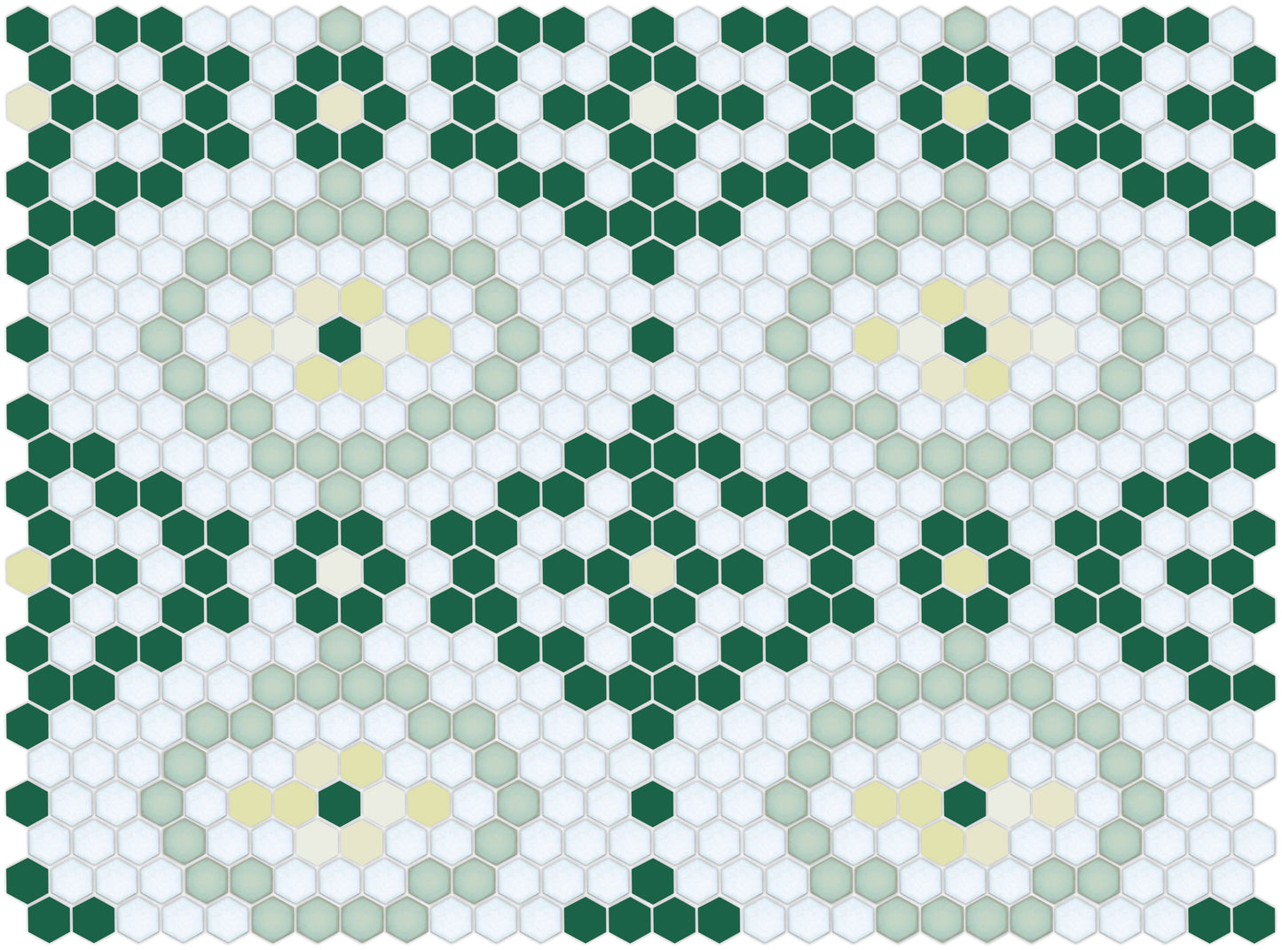 Vanoise hexagon mosaic decorative tile pattern - Metsa option.