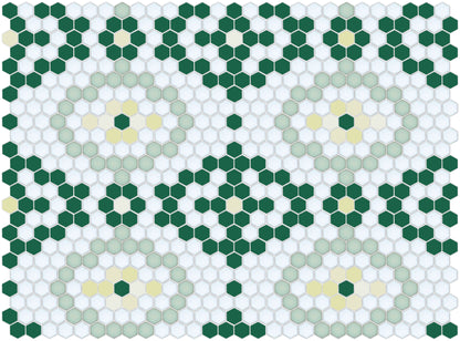 Vanoise hexagon mosaic decorative tile pattern - Metsa option.