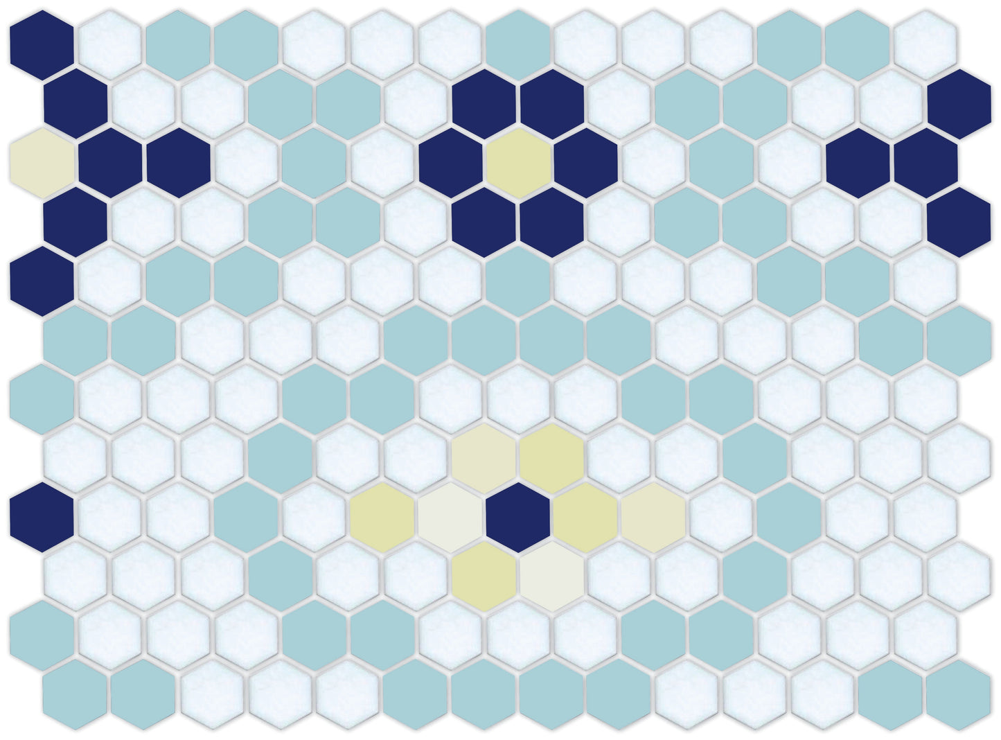 Vanoise hexagon mosaic decorative tile pattern - Veran option.