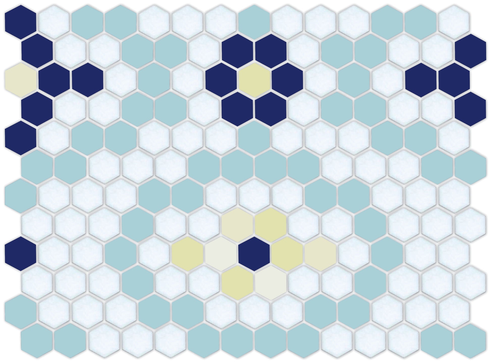 Vanoise hexagon mosaic decorative tile pattern - Veran option.