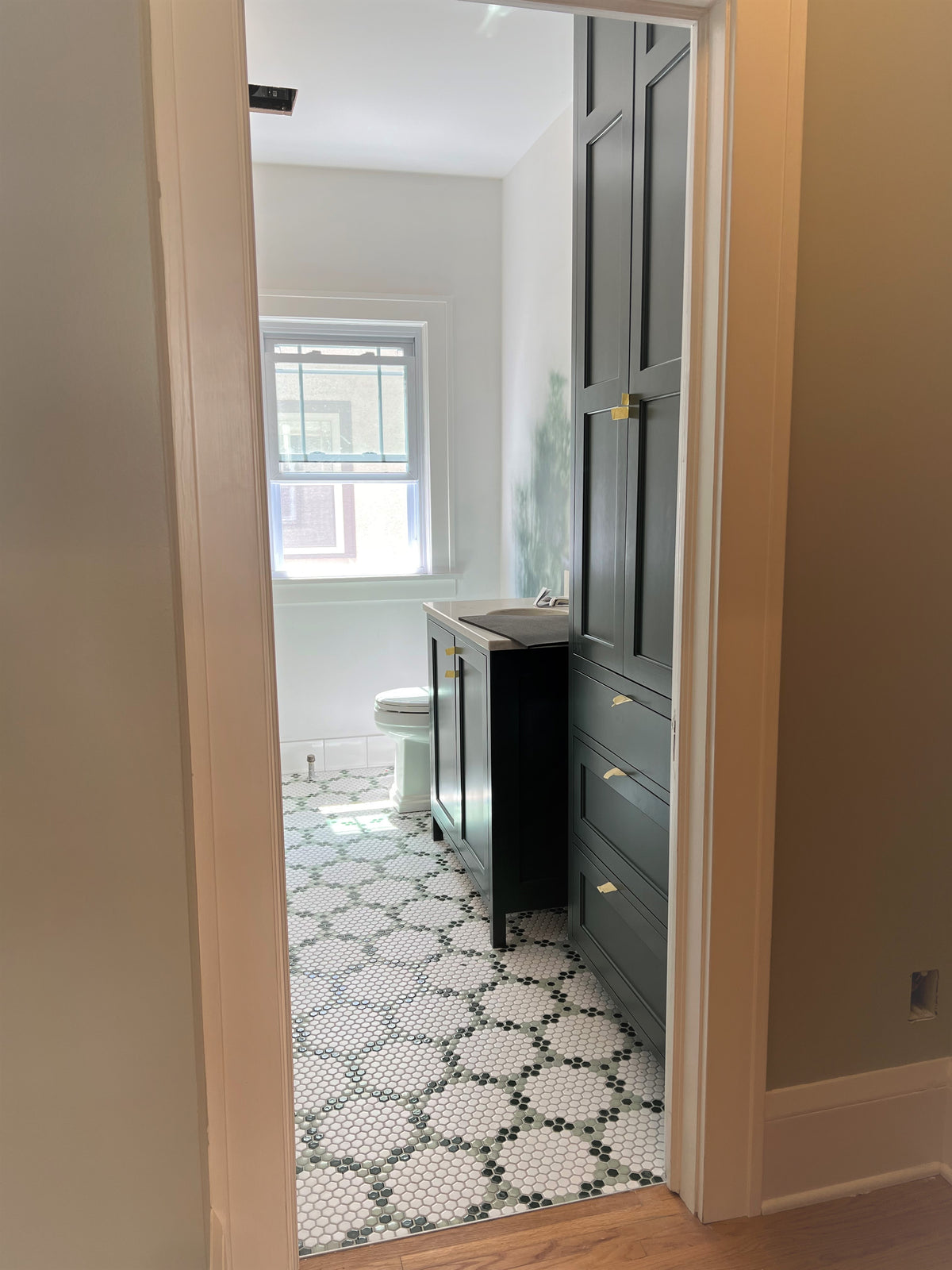 Round and Round Pinnacle Hexagon Pattern on hall bath floor