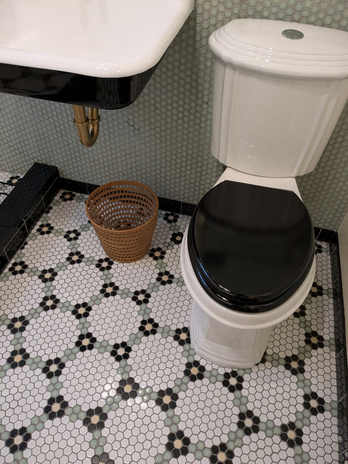 Round and Round Pinnacle Hexagon Pattern on residential bathroom floor