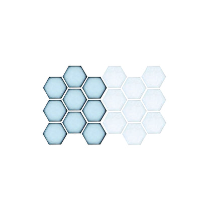 Snowflake, Pinnacle Hexagon Pattern Sample, Sky Blue and White
