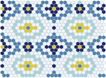 Vanoise hexagon mosaic decorative tile pattern - Cielo option.