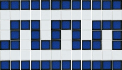 Greek Key Step Border Sapphire on White Straight Border