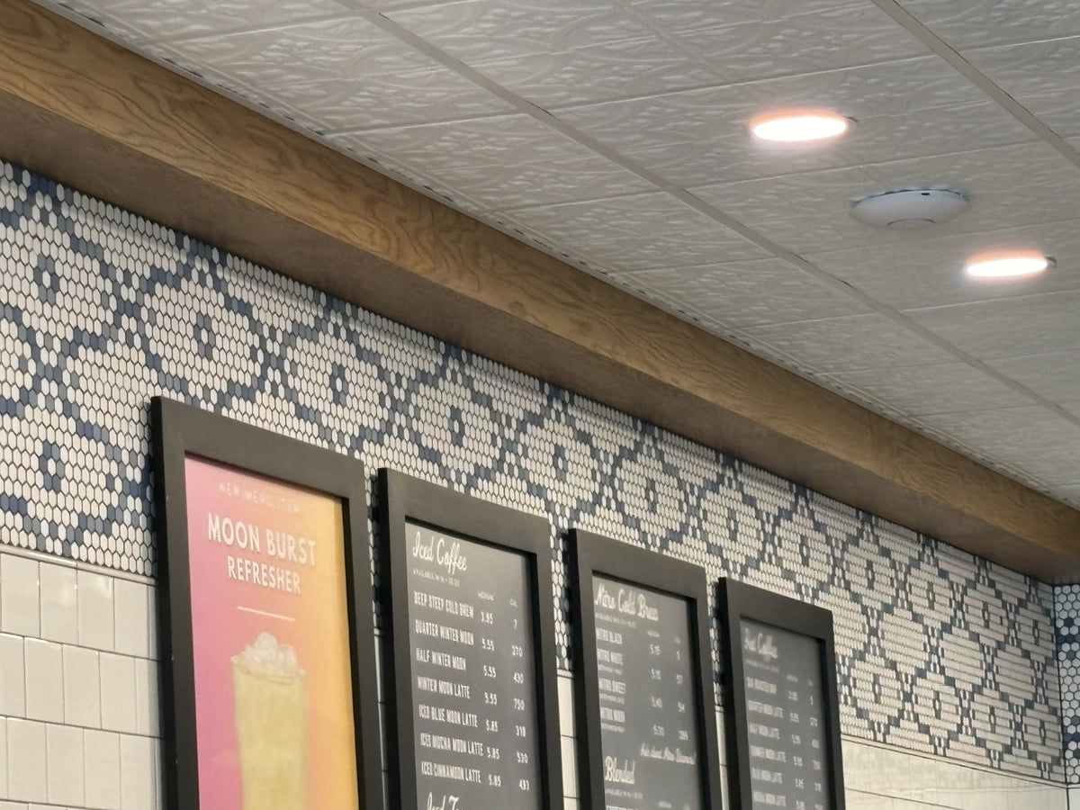 Bordeaux backsplash in Spring Texas Summer Moon Coffee shop
