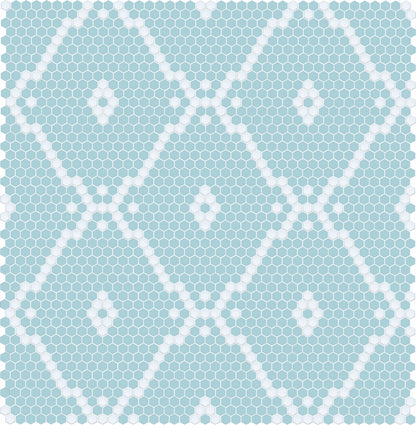 Blackout Modage 4 pc. | Pinnacle Hexagon Patterns Satin White on Glacier Blue