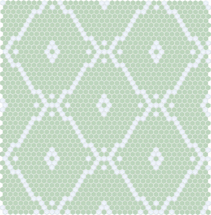 Blackout Modage 4 pc. | Pinnacle Hexagon Patterns Satin White on Pistachio Green