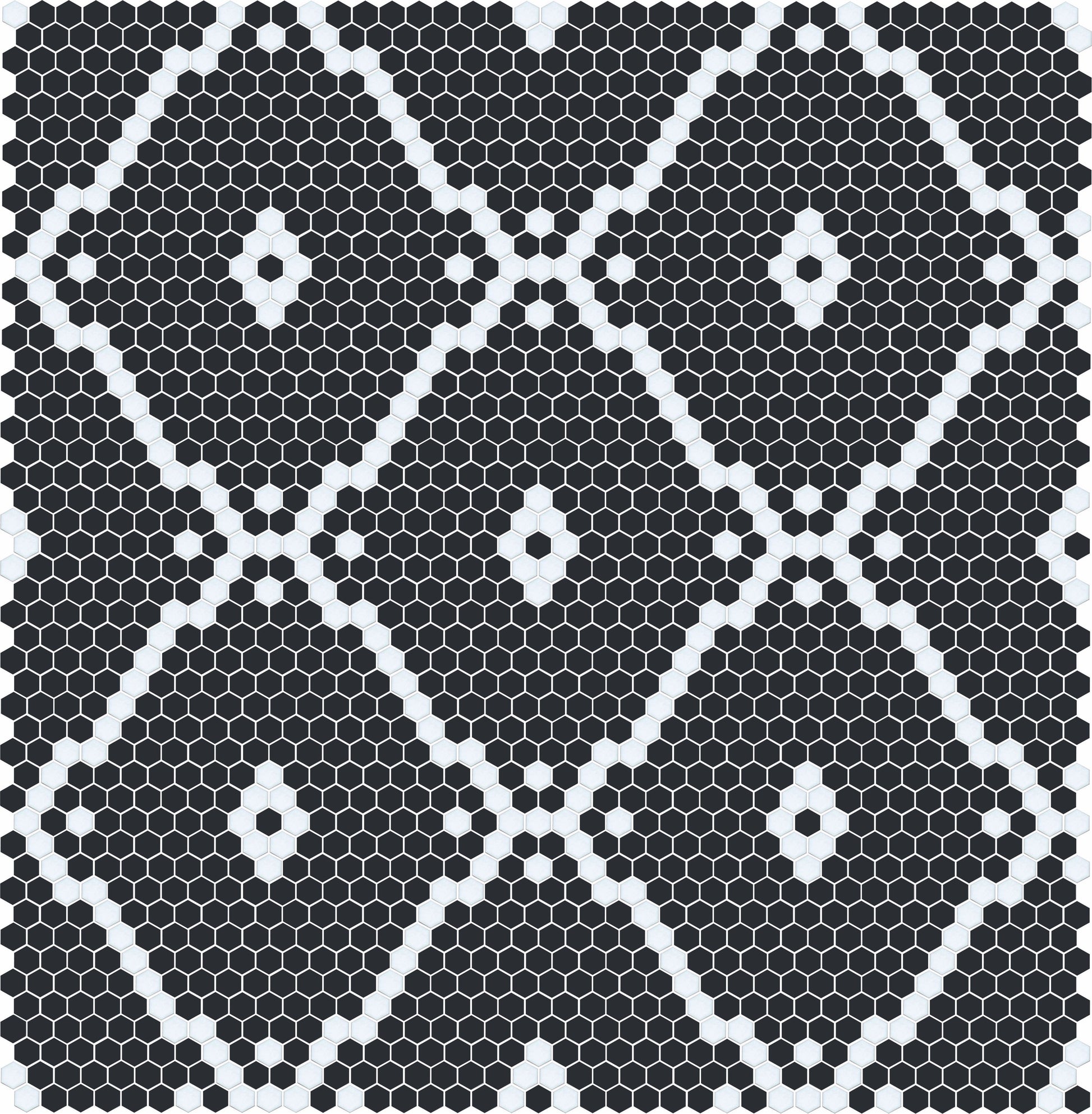 Blackout Modage 4 pc. | Pinnacle Hexagon Patterns Satin White on Ebony Black