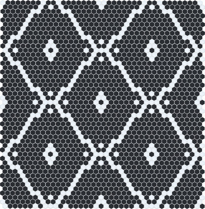 Blackout Modage 4 pc. | Pinnacle Hexagon Patterns Satin White on Ebony Black