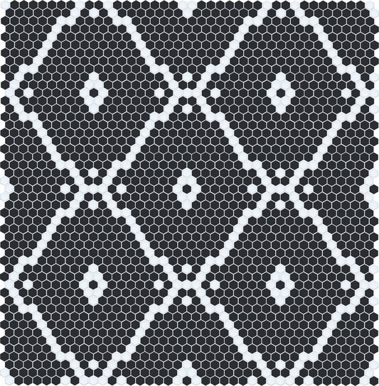 Blackout Modage 4 pc. | Pinnacle Hexagon Patterns Satin White on Ebony Black