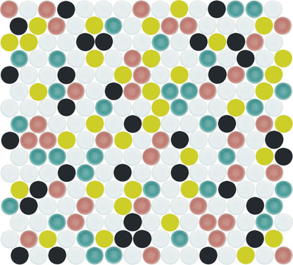 Glazed Porcelain Penny Round Tile Blends Jubilee