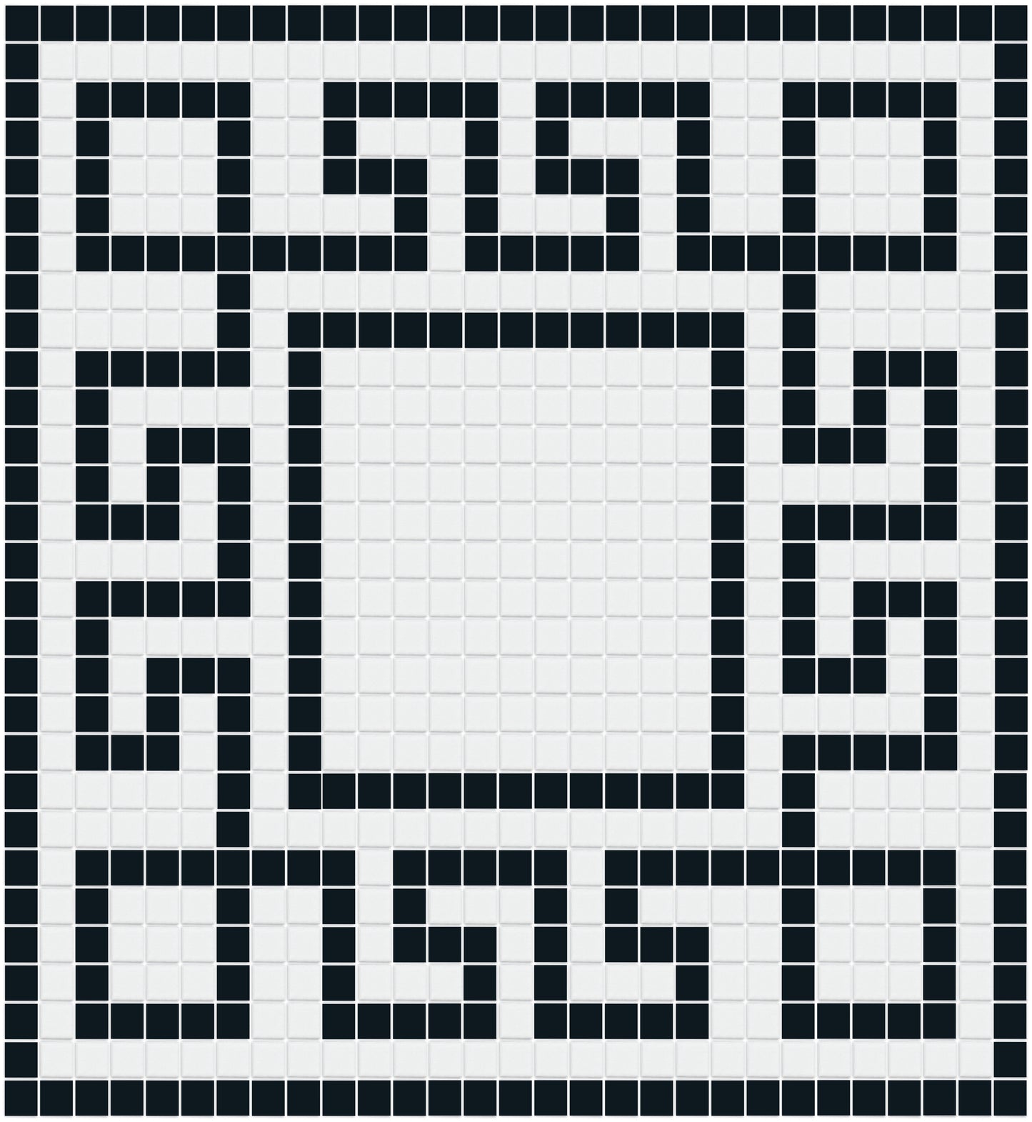 Matte Craftsman Squares, Greek Key Border Layout, Black and White