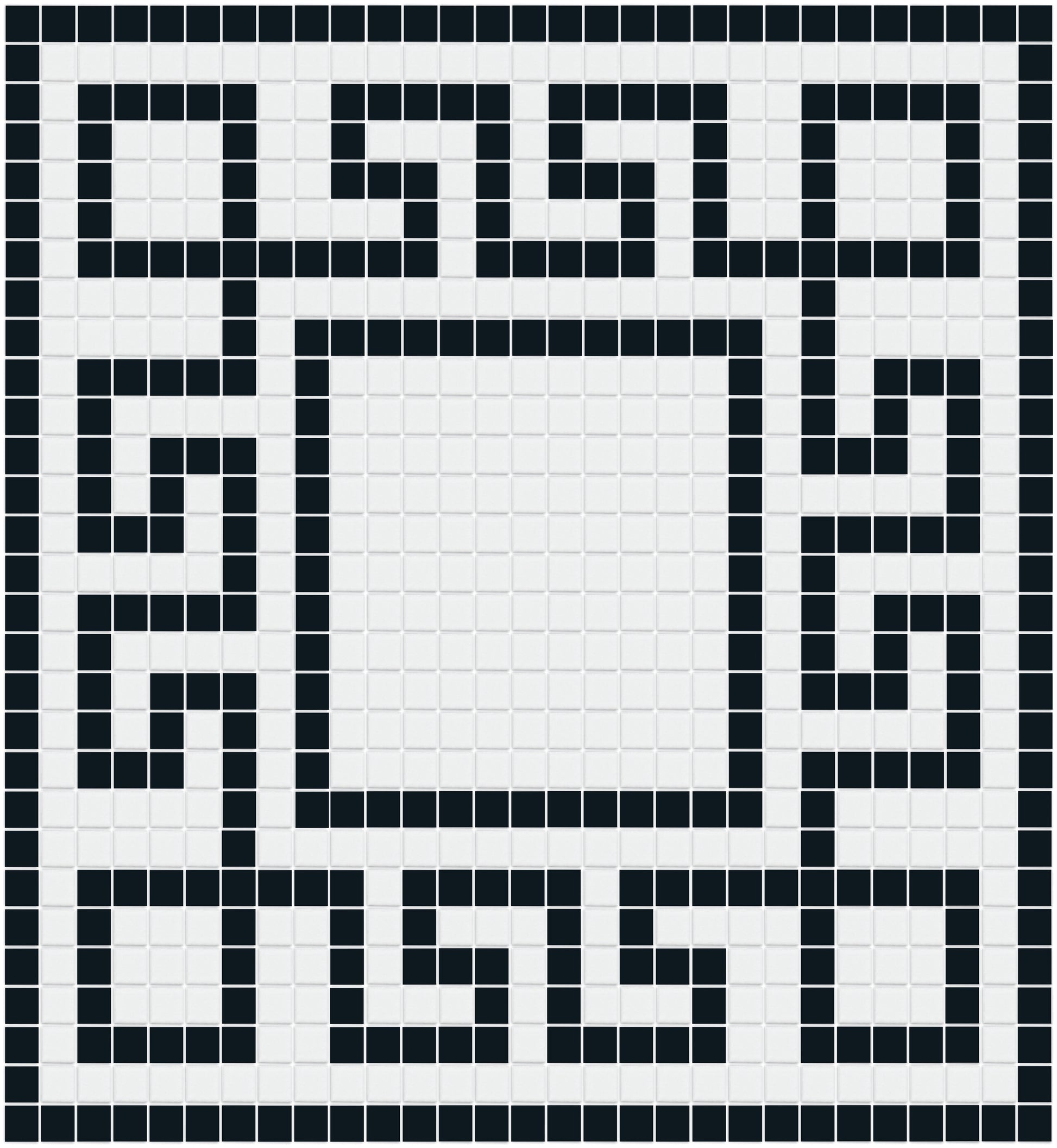 Matte Craftsman Squares, Greek Key Border Layout, Black and White