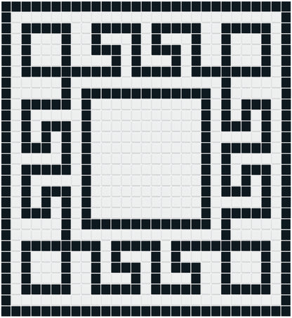Matte Craftsman Squares, Greek Key Border Layout, Black and White