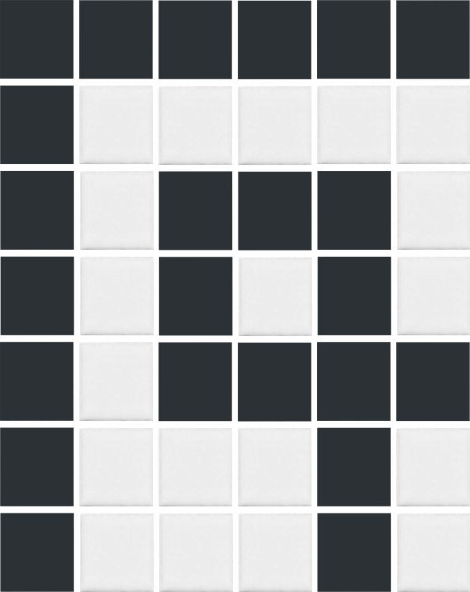 Matte Craftsman Square, Greek Key Step Corner, Black and White