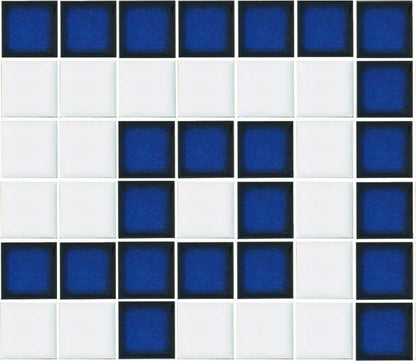 Greek Key Step Border Sapphire on white Corner