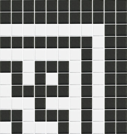 Greek key step out border in porcelain on mesh backing