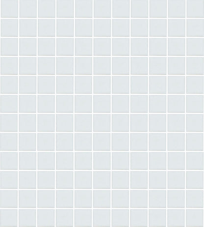 A sheet of square porcelain tiles in grey color, arranged in a grid pattern.