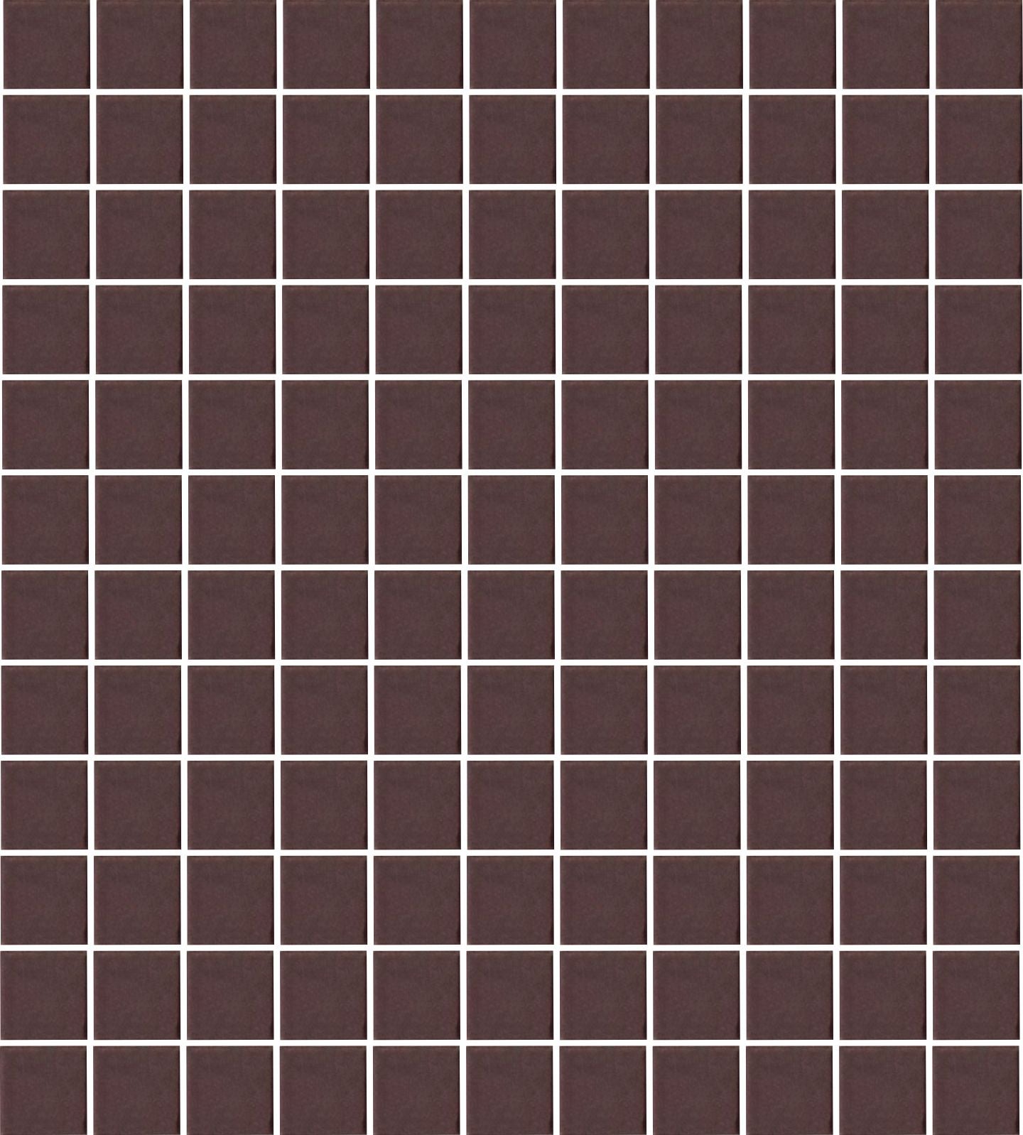 A sheet of square porcelain tiles in brown color, arranged in a grid pattern.