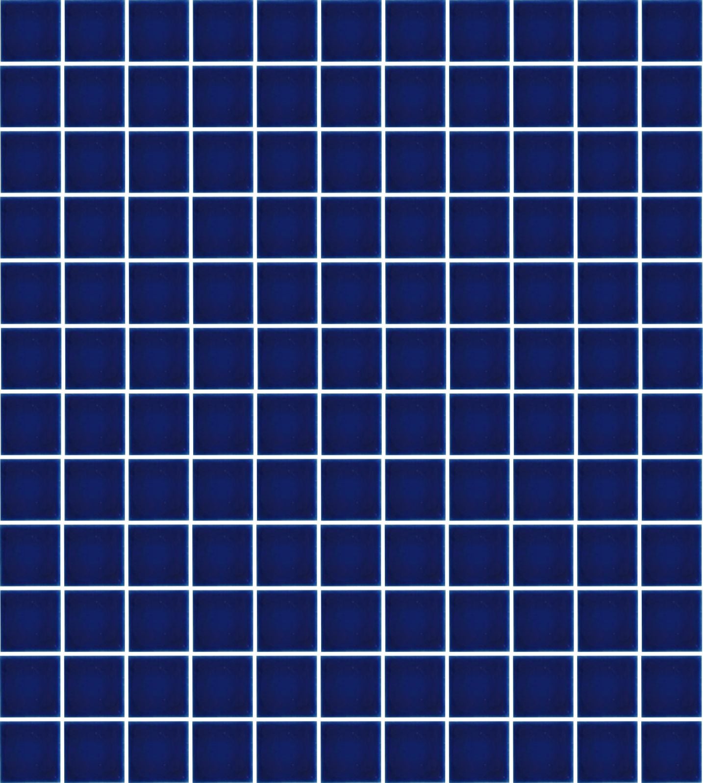 A sheet of square porcelain tiles in blue color, arranged in a grid pattern.