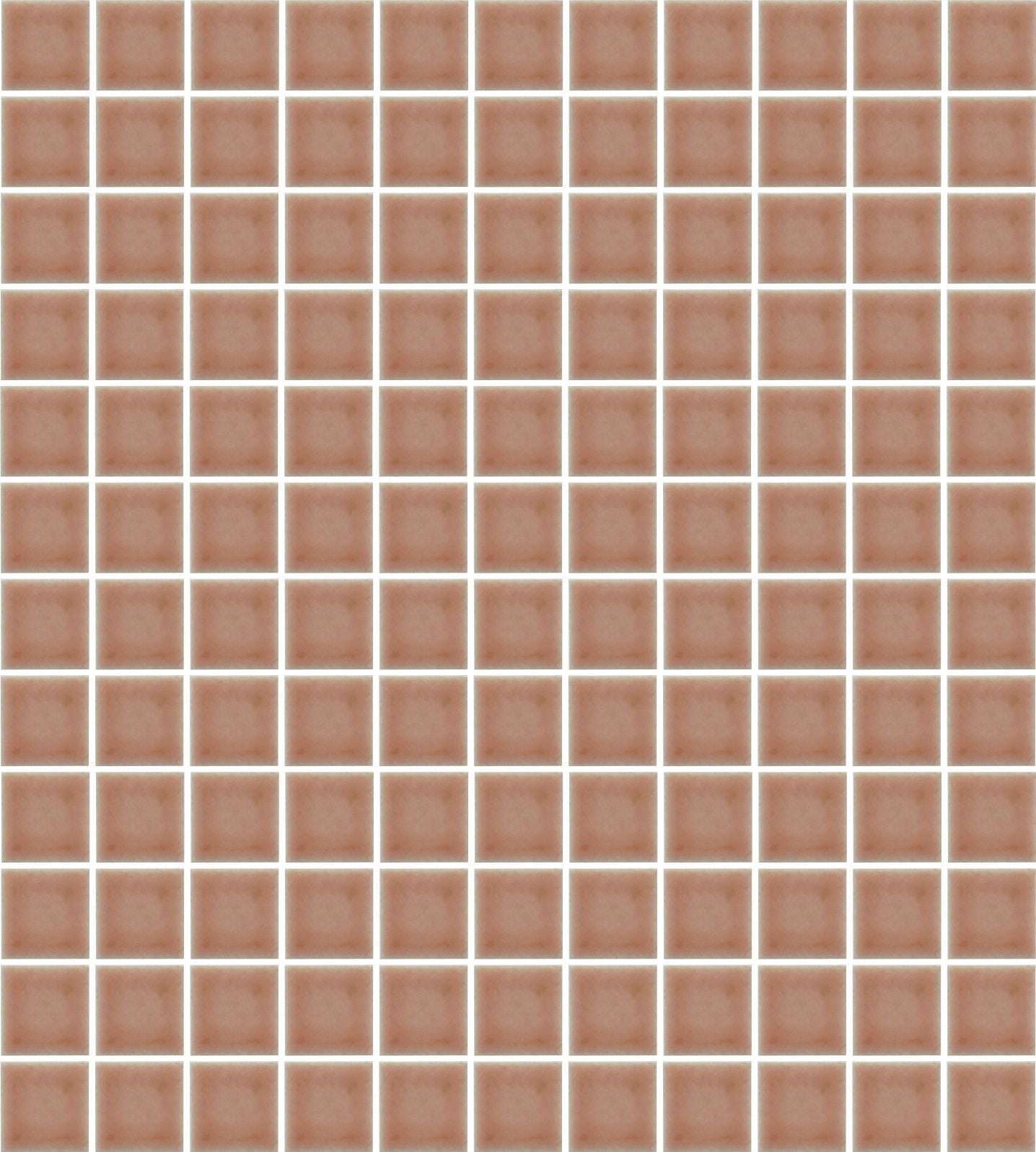 A sheet of square porcelain tiles in brown color, arranged in a grid pattern.