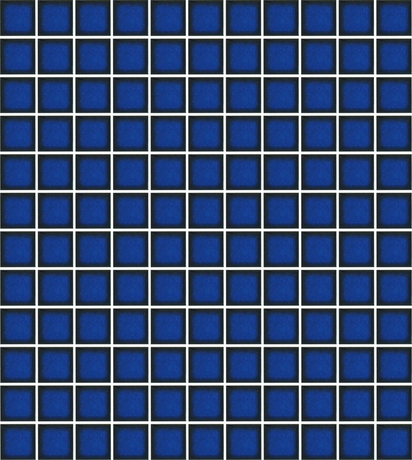 A sheet of square porcelain tiles in blue color, arranged in a grid pattern.
