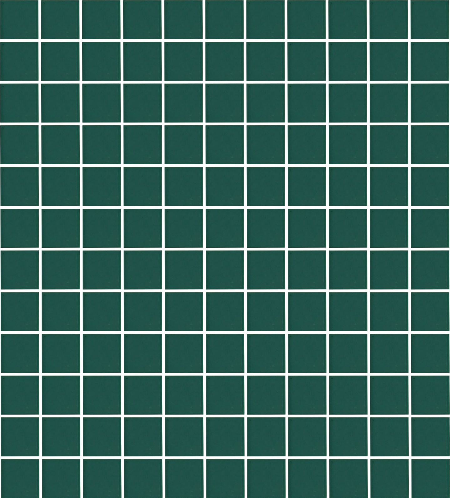 A sheet of square porcelain tiles in green color, arranged in a grid pattern.
