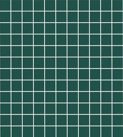 A sheet of square porcelain tiles in green color, arranged in a grid pattern.