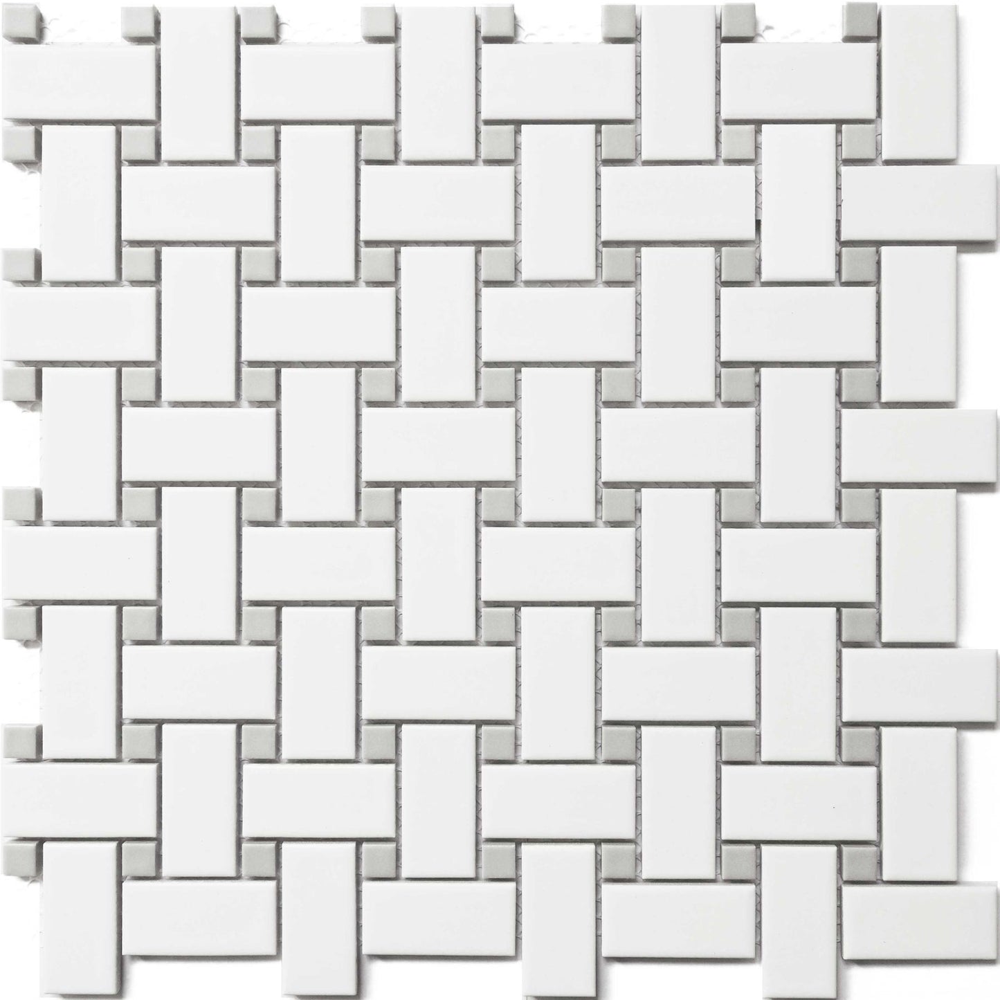 Basketweave Gray Glazed Porcelain Mosaic Tiles