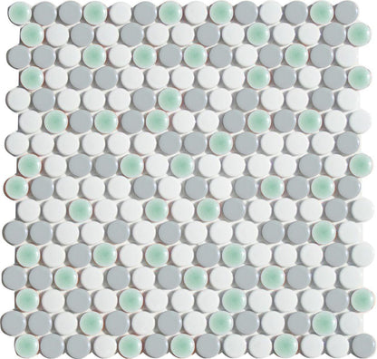 Glazed Porcelain Penny Round Tile Blends Dream On