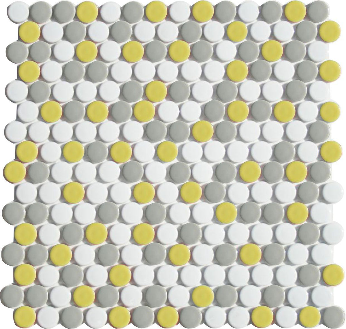 Glazed Porcelain Penny Round Tile Blends Here Comes the Sun
