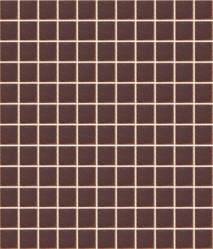 A sheet of square porcelain tiles with a glazed brown finish, arranged in a mosaic pattern.
